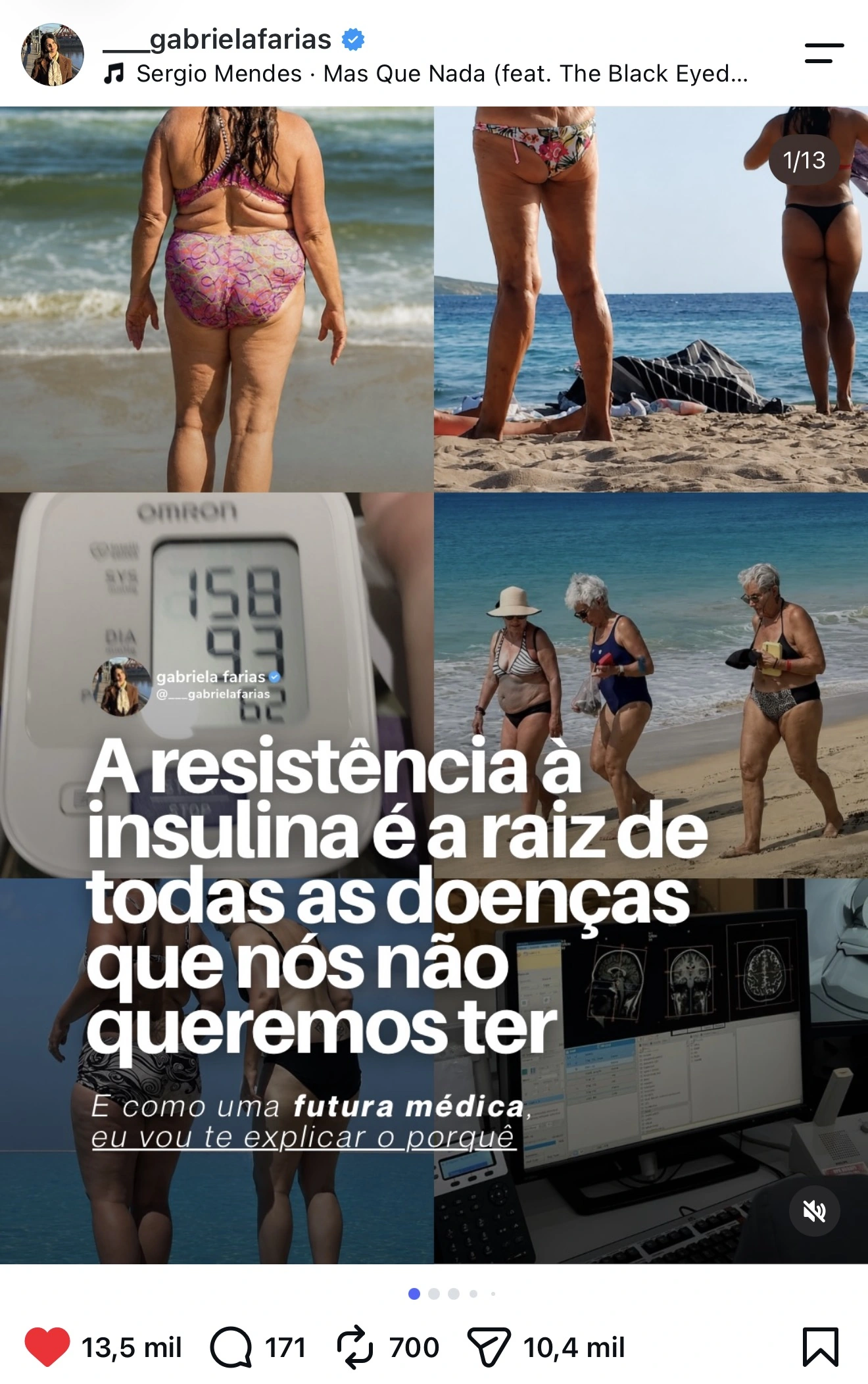 Post da Gabriela Farias com 46,1 mil curtidas: A água do mar é o antidepressivo mais antigo e poderoso que existe no planeta
