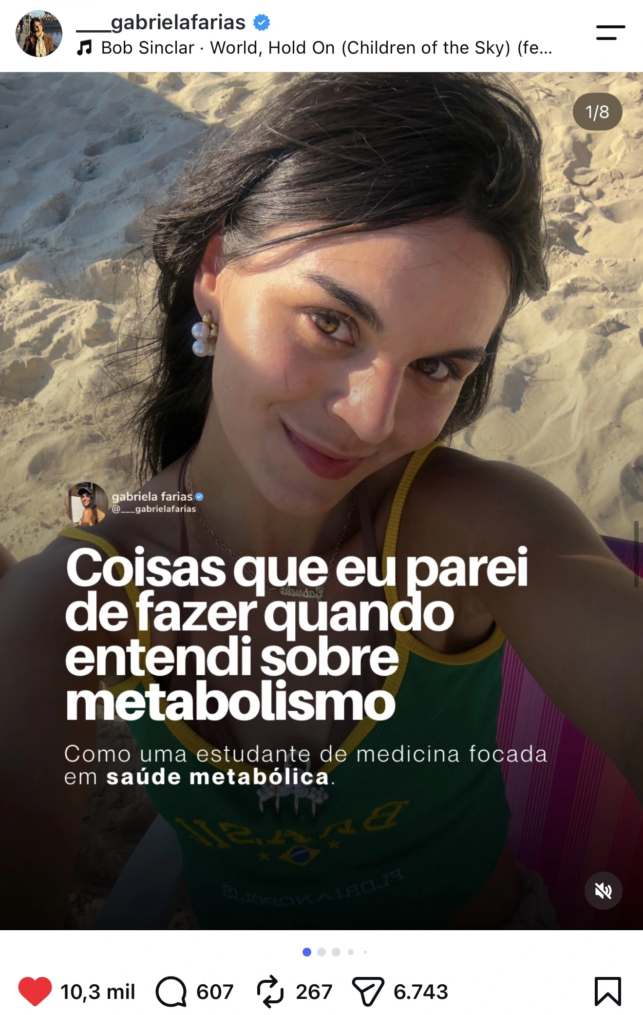 Post da Gabriela Farias com 14,5 mil curtidas: Eu estudo medicina metabólica há 3 anos e as pessoas ainda se surpreendem